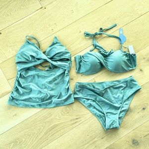 NWT Green Bikini Tankini Set Size L